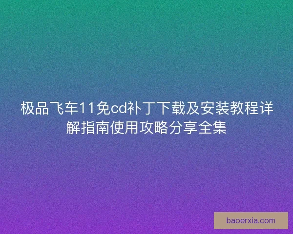 极品飞车11免cd补丁下载及安装教程详解指南使用攻略分享全集
