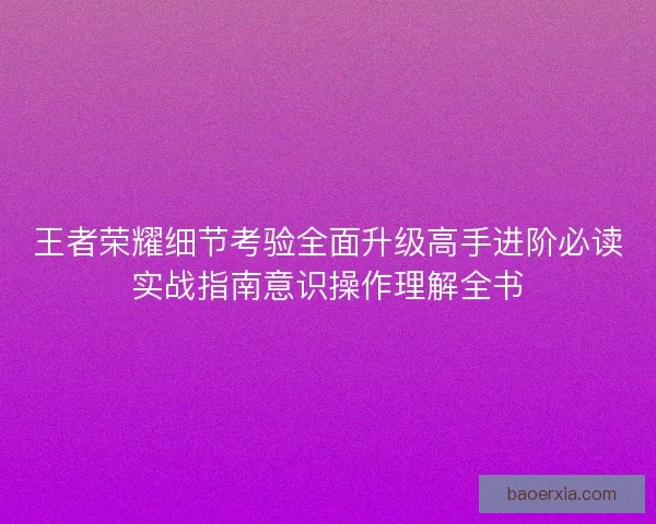 王者荣耀细节考验全面升级高手进阶必读实战指南意识操作理解全书